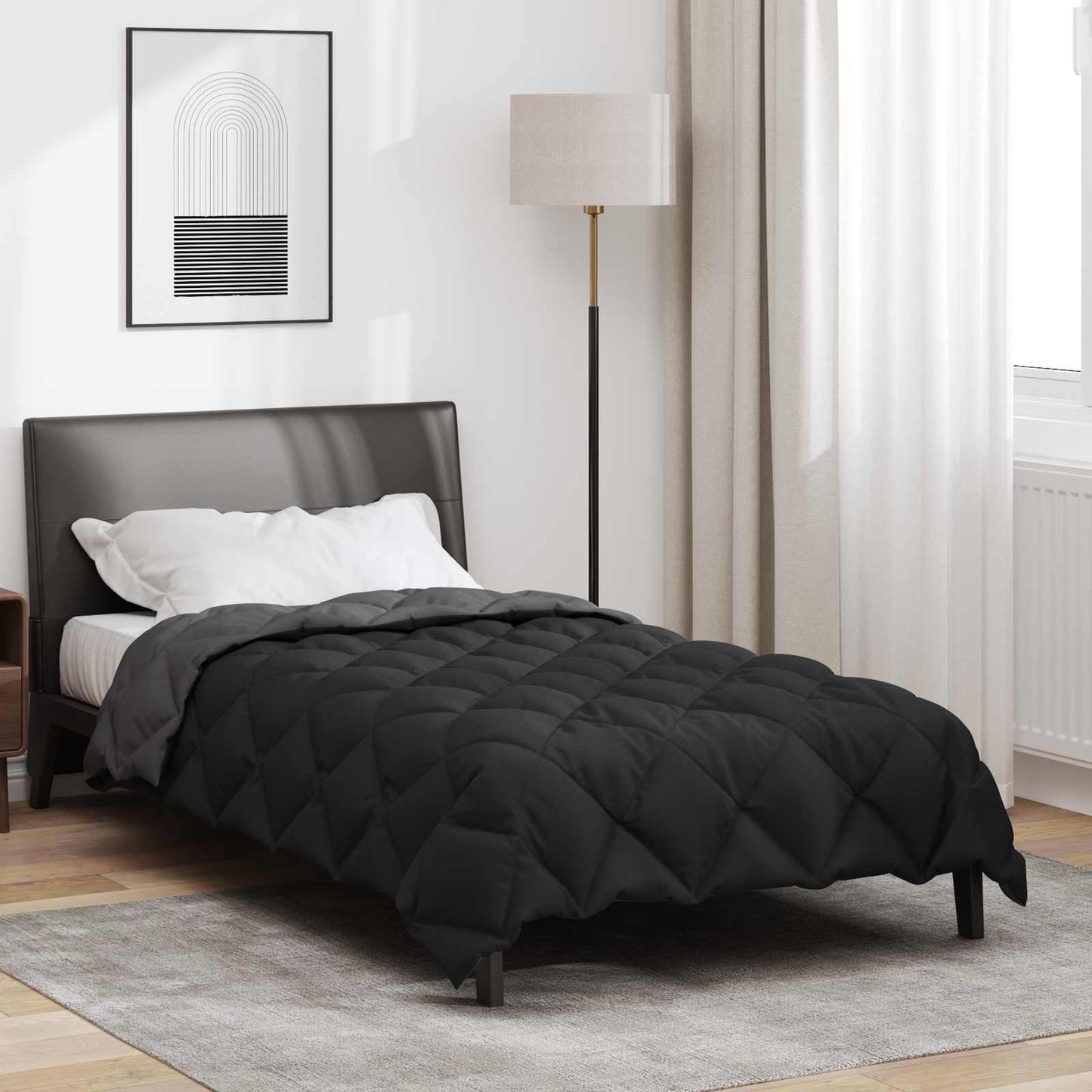 vidaXL Winterbettdecke Schwarz und Anthrazit 200 x 155 cm Mikrofaser