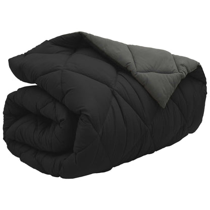 vidaXL Winterbettdecke Schwarz und Anthrazit 200 x 155 cm Mikrofaser