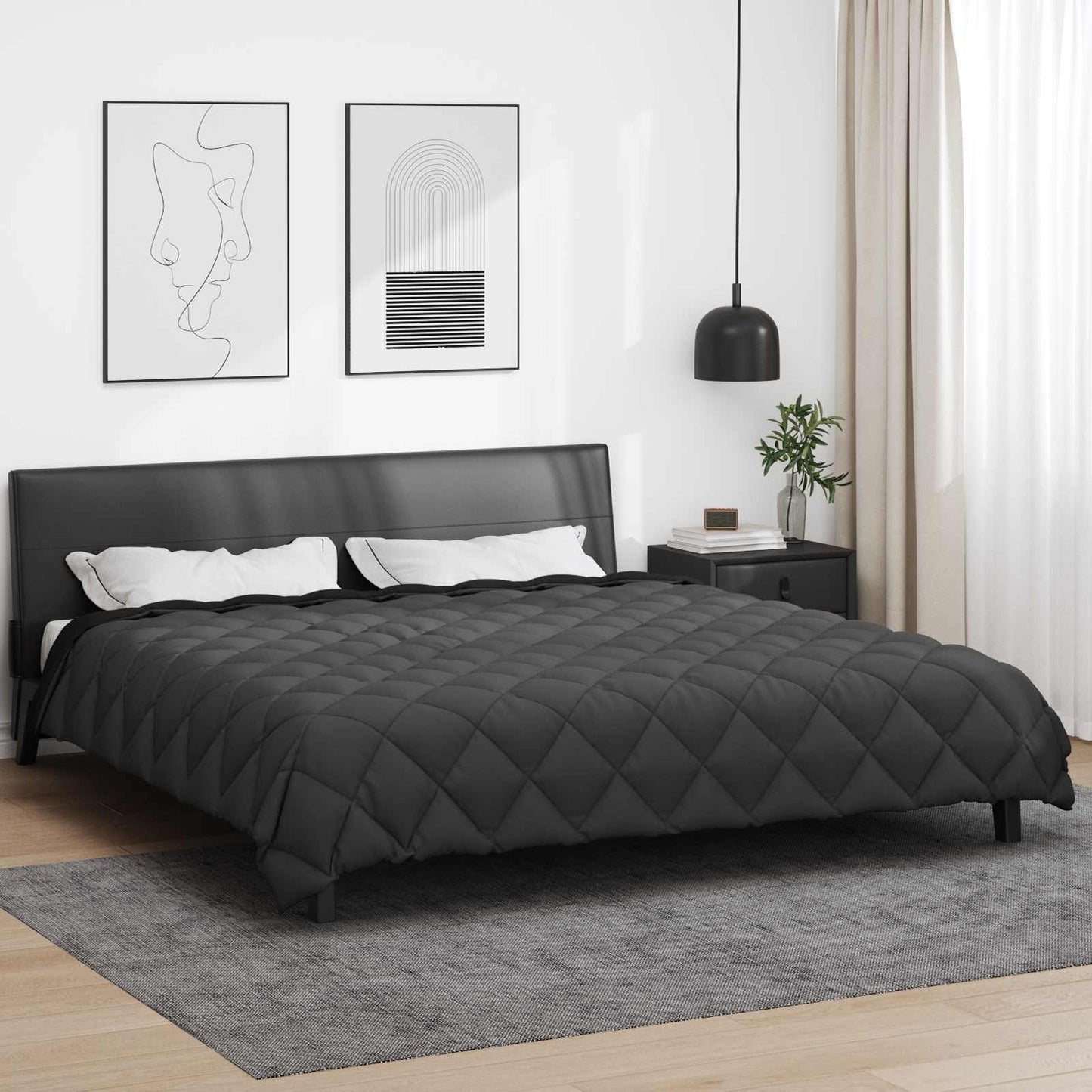 vidaXL Winterbettdecke Schwarz und Anthrazit 200 x 200 cm Mikrofaser