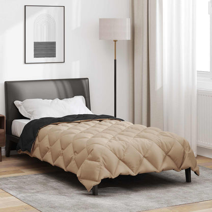 vidaXL Winterbettdecke Schwarz und Taupe 200 x 135 cm Mikrofaser