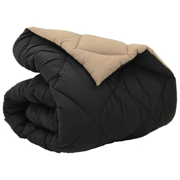 vidaXL Winterbettdecke Schwarz und Taupe 200 x 135 cm Mikrofaser