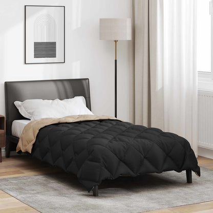 vidaXL Winterbettdecke Schwarz und Taupe 220 x 135 cm Mikrofaser