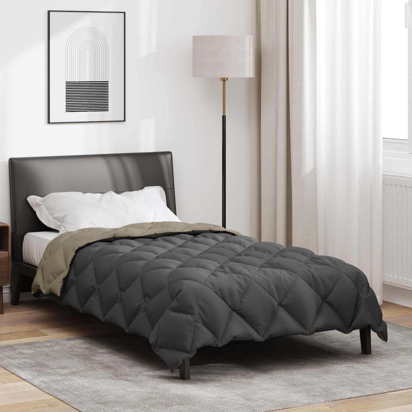 vidaXL Winterbettdecke Hellgrau und Anthrazit 200 x 155 cm Mikrofaser