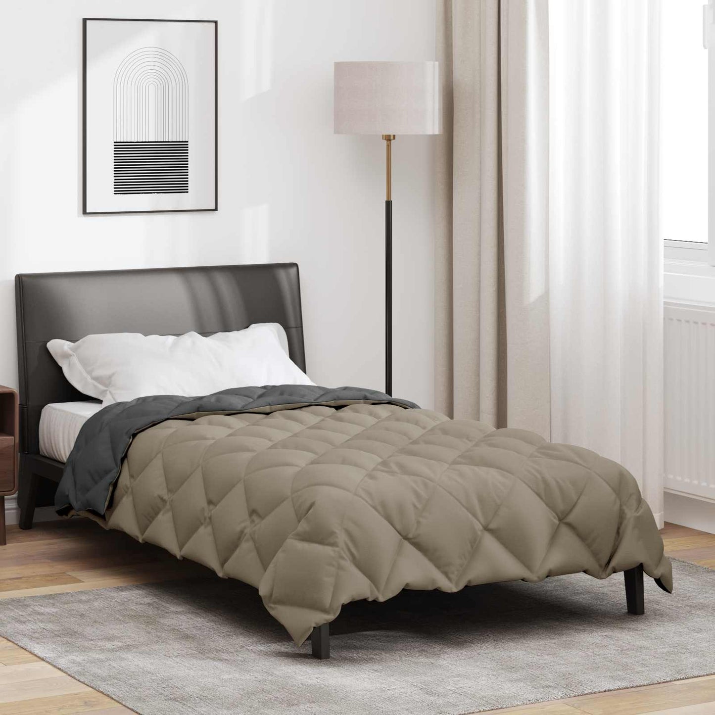 vidaXL Winterbettdecke Hellgrau und Anthrazit 220 x 135 cm Mikrofaser