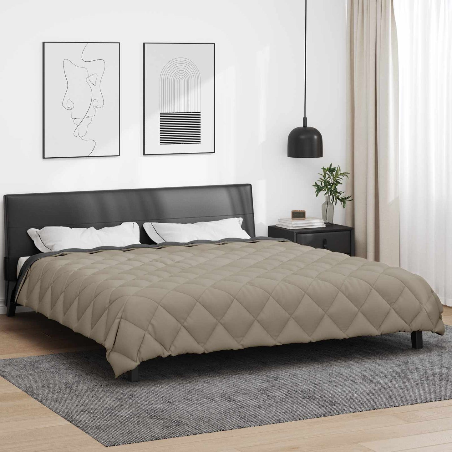 vidaXL Winterbettdecke Hellgrau und Anthrazit 220 x 240 cm Mikrofaser