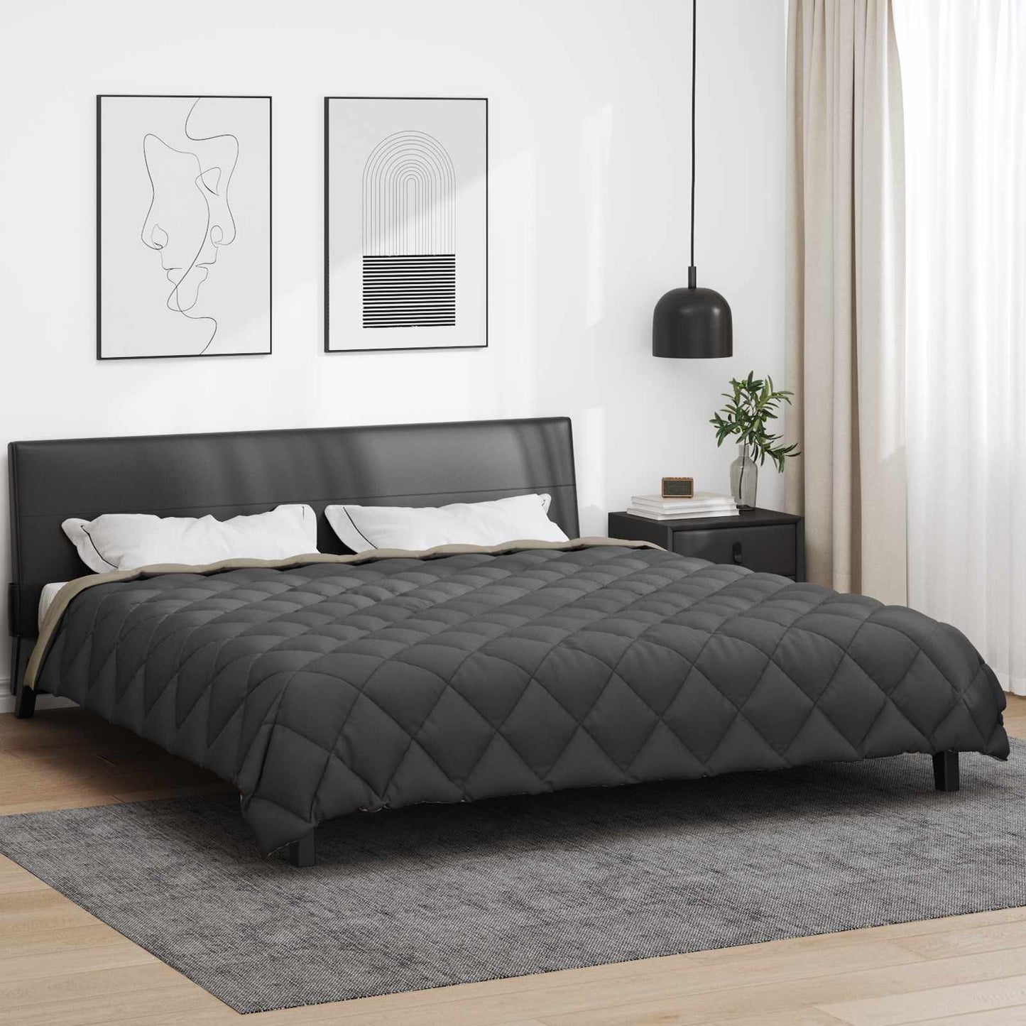 vidaXL Winterbettdecke Hellgrau und Anthrazit 220 x 260 cm Mikrofaser