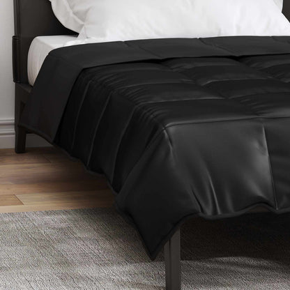 Sommerdecke Schwarz 200 x 135 cm Satin und Mikrofaser
