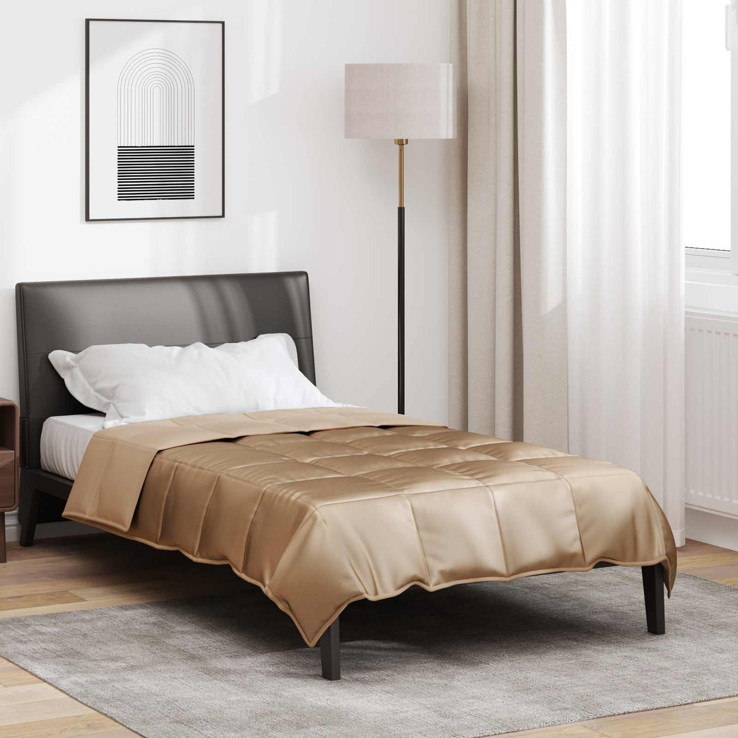 vidaXL Ganzjahresbettdecke Gold 220 x 140 cm Satin und Mikrofaser