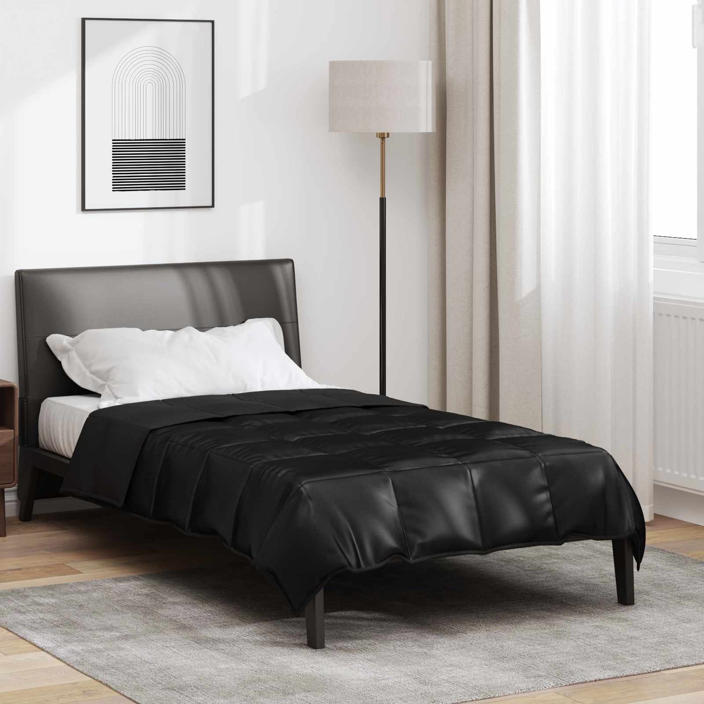 vidaXL Ganzjahresbettdecke Schwarz 200 x 135 cm Satin und Mikrofaser