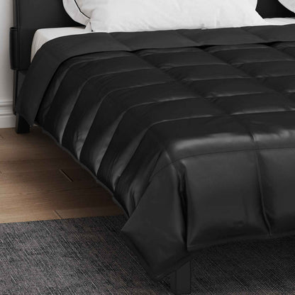 vidaXL Ganzjahresbettdecke Schwarz 240 x 200 cm Satin und Mikrofaser