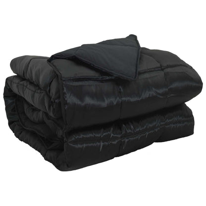 vidaXL Ganzjahresbettdecke Schwarz 220 x 240 cm Satin und Mikrofaser