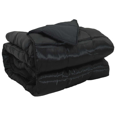vidaXL Ganzjahresbettdecke Schwarz 240 x 260 cm Satin und Mikrofaser