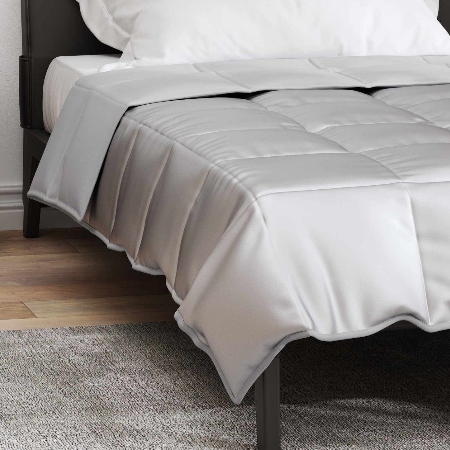 vidaXL Ganzjahresbettdecke Silber 200 x 135 cm Satin und Mikrofaser