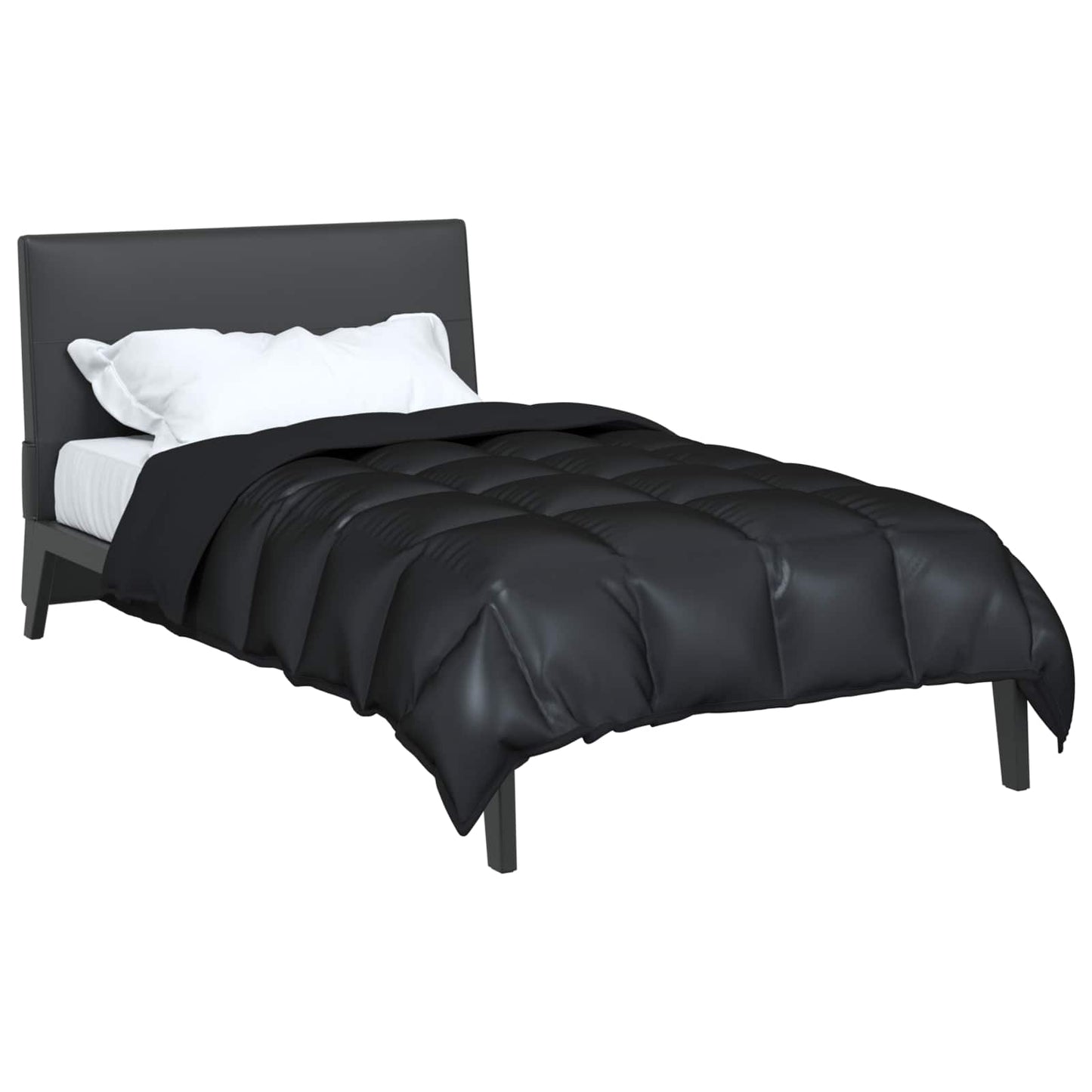 vidaXL Winterbettdecke Schwarz 220 x 155 cm Satin und Mikrofaser