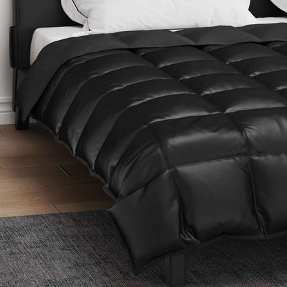 vidaXL Winterbettdecke Schwarz 220 x 240 cm Satin und Mikrofaser