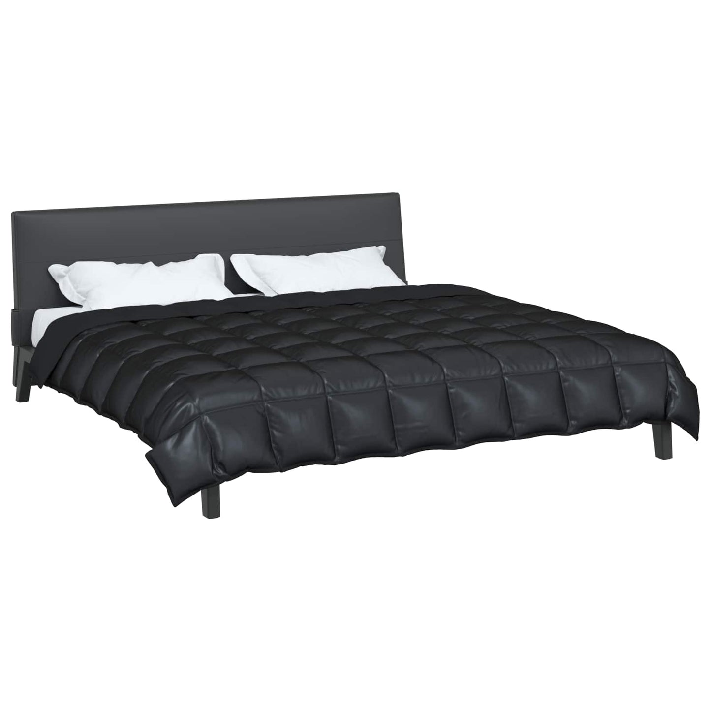 vidaXL Winterbettdecke Schwarz 220 x 240 cm Satin und Mikrofaser