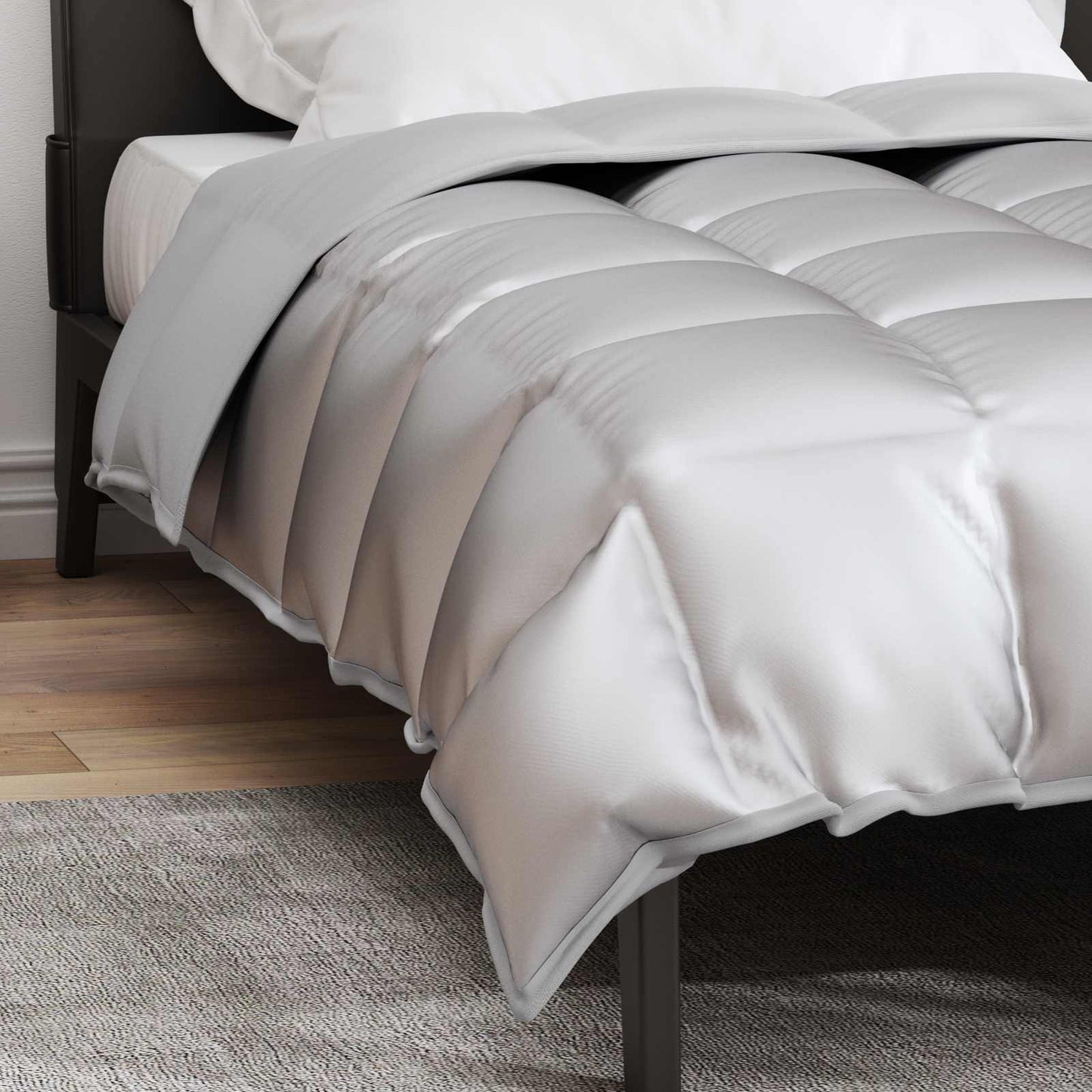 vidaXL Winterbettdecke Silber 220 x 155 cm Satin und Mikrofaser