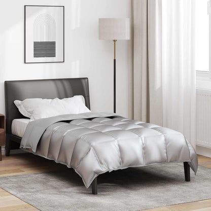vidaXL Winterbettdecke Silber 220 x 155 cm Satin und Mikrofaser