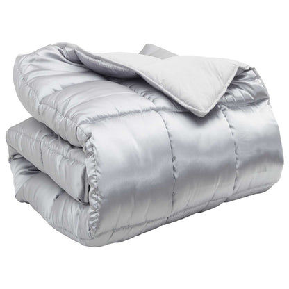 vidaXL Winterbettdecke Silber 220 x 155 cm Satin und Mikrofaser