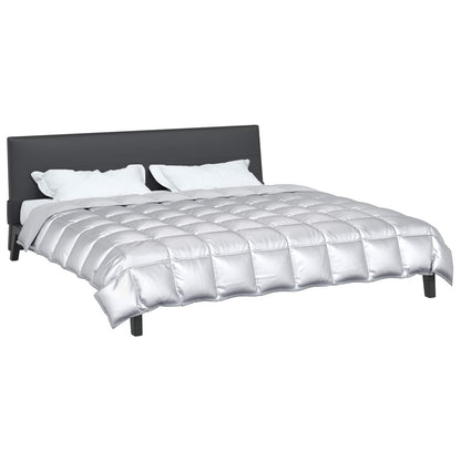 vidaXL Winterbettdecke Silber 220 x 200 cm Satin und Mikrofaser