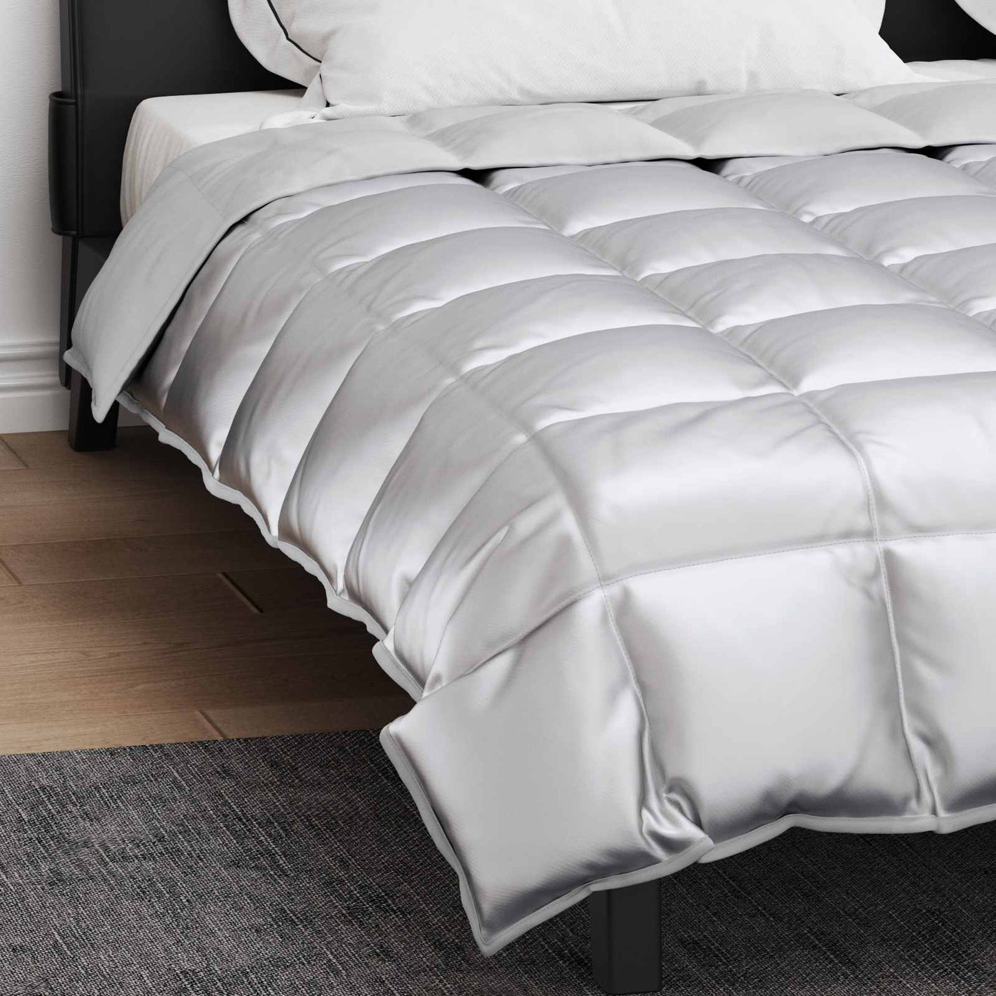 vidaXL Winterbettdecke Silber 220 x 240 cm Satin und Mikrofaser