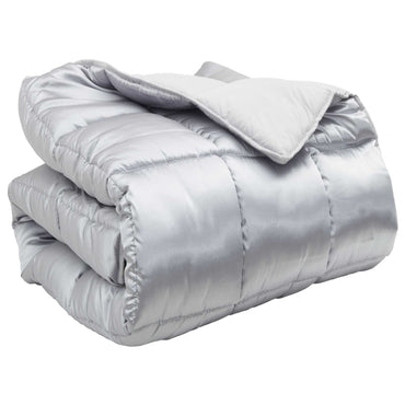 vidaXL Winterbettdecke Silber 220 x 260 cm Satin und Mikrofaser