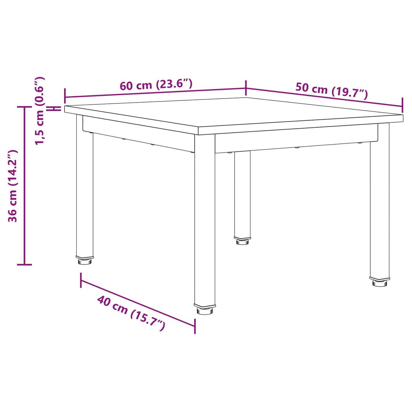 vidaXL Couchtisch Raucharbe 60 x 50 x 36 cm Holzwerkstoff