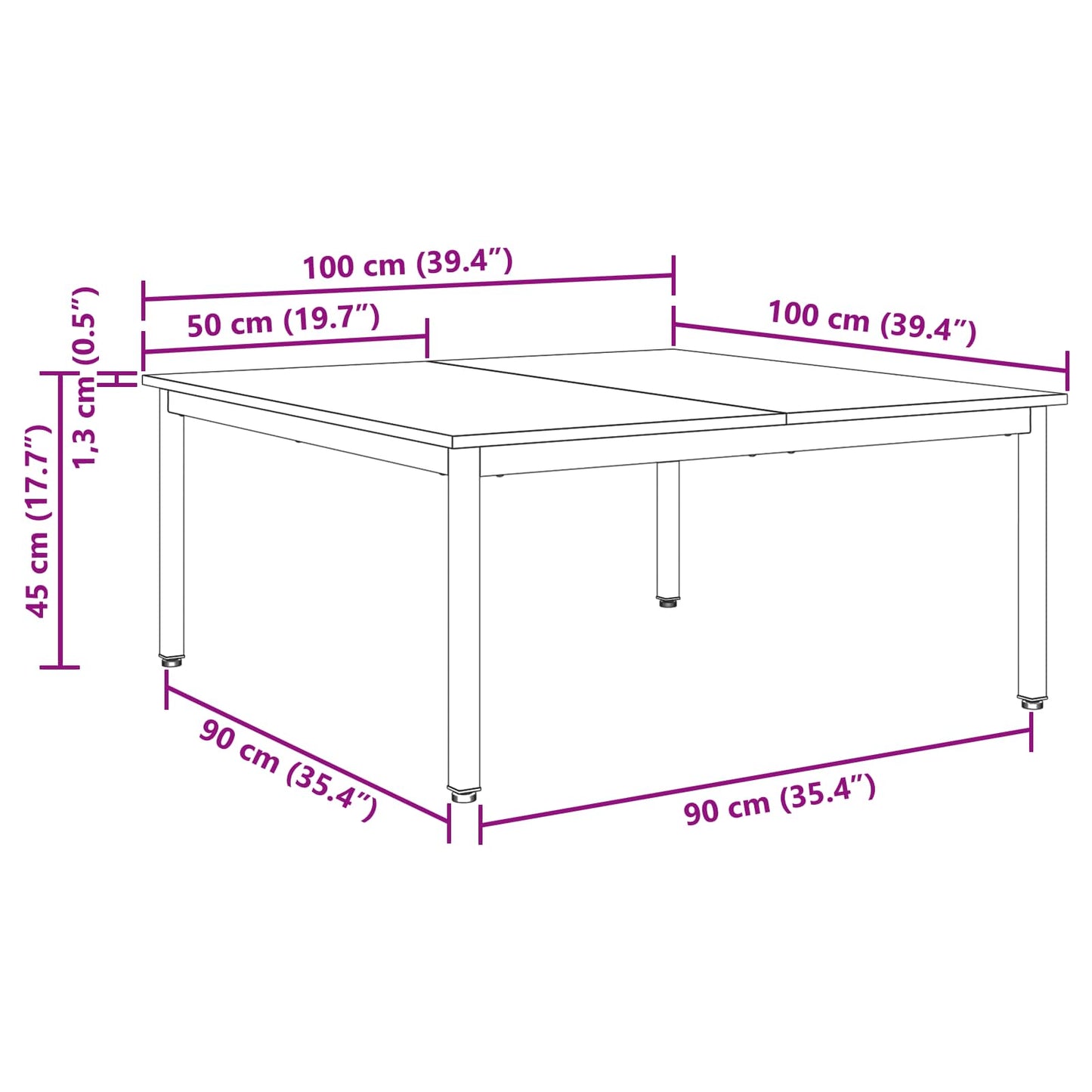 Couchtisch Raucharbe 100 x 100 x 45 cm Holzwerkstoff