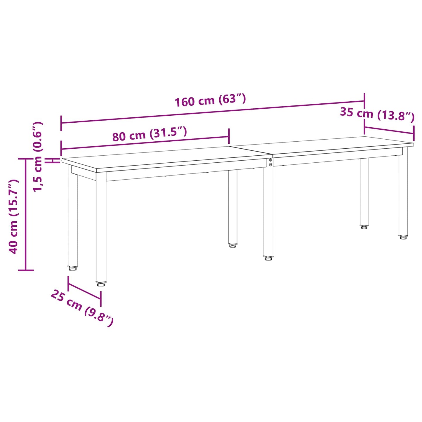 Bank Altholz 160 x 35 x 45 cm Holzwerkstoff