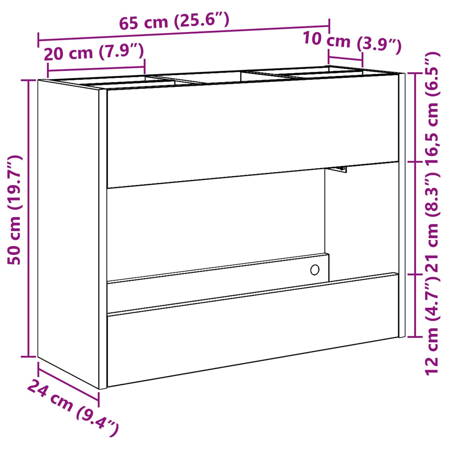 Sonnenschirmhalter Schwarz Eichen-Optik 65 x 24 x 50 cm