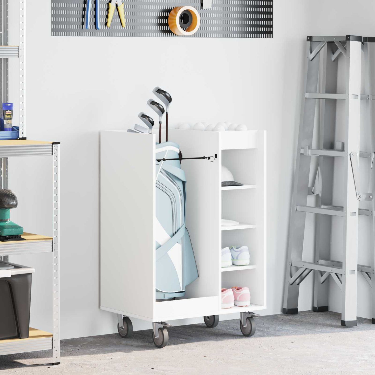 Golf Schrank Mit Rad Uni Weiß 65 x 45 x 98 cm
