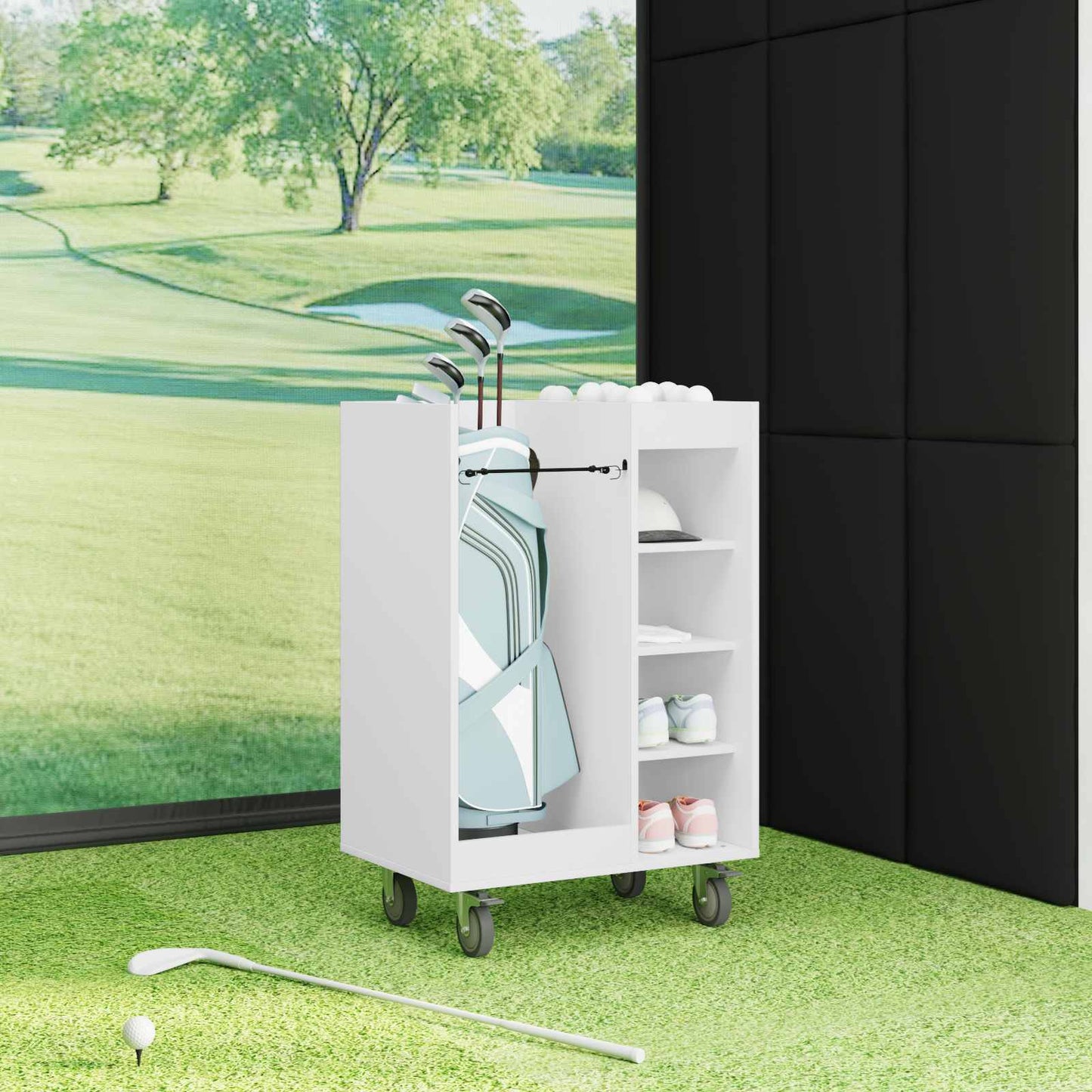 Golf Schrank Mit Rad Uni Weiß 65 x 45 x 98 cm