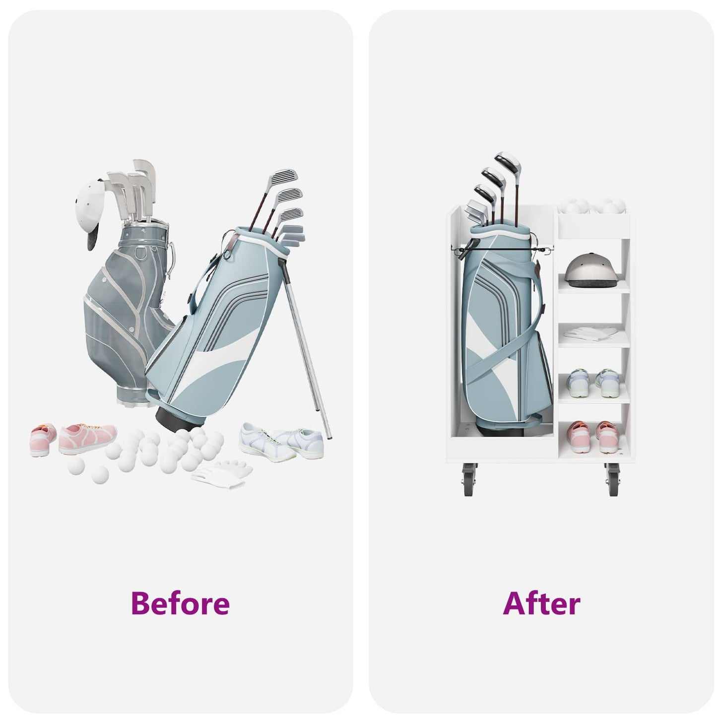 Golf Schrank Mit Rad Uni Weiß 65 x 45 x 98 cm