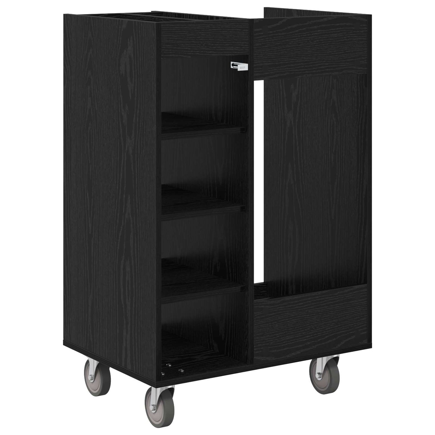 Golf Schrank Mit Rad Uni Schwarz Eichen-Optik 65 x 45 x 98 cm