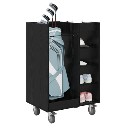 Golf Schrank Mit Rad Uni Schwarz Eichen-Optik 65 x 45 x 98 cm