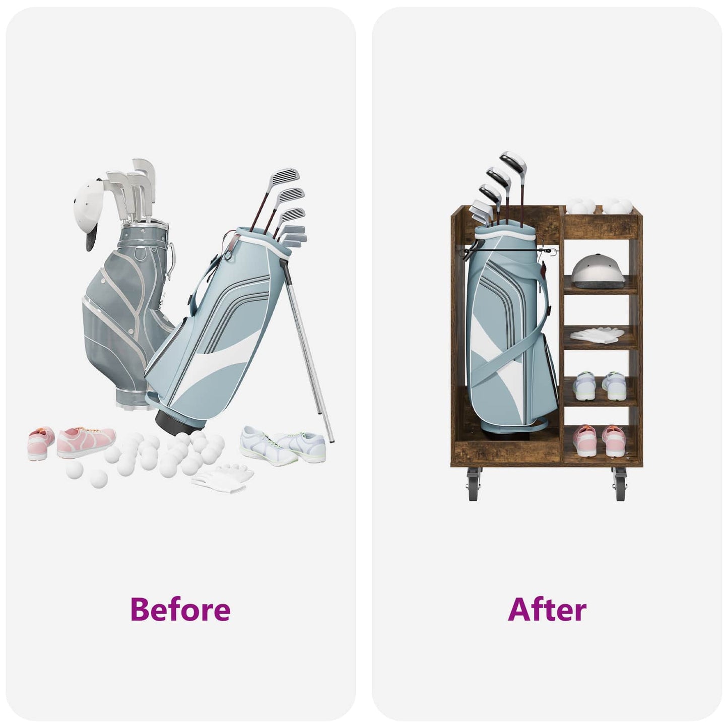 Golf Schrank Mit Rad Uni Geräucherte Eiche 65 x 45 x 98 cm