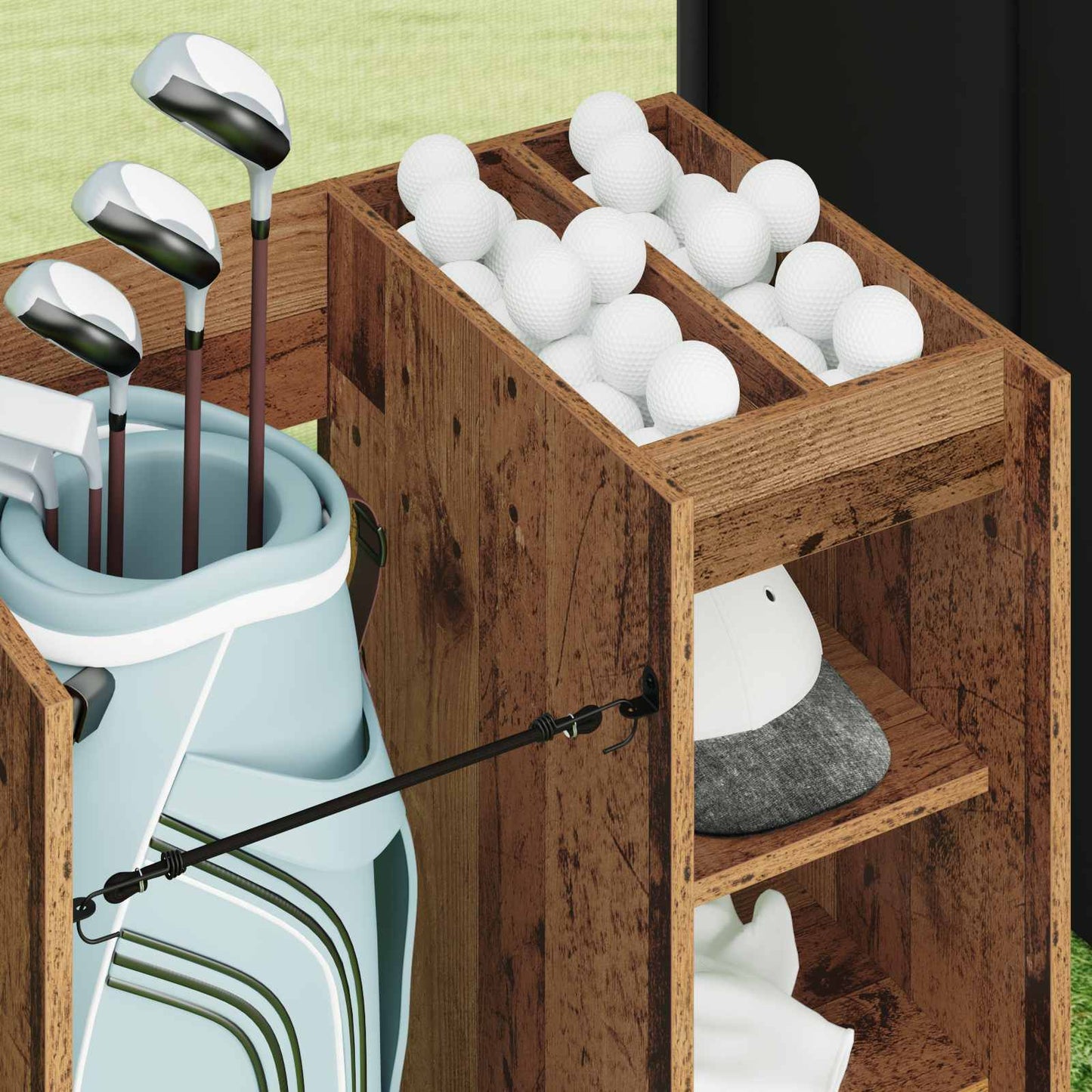 Golf Schrank Mit Rad Uni Altholz 65 x 45 x 98 cm