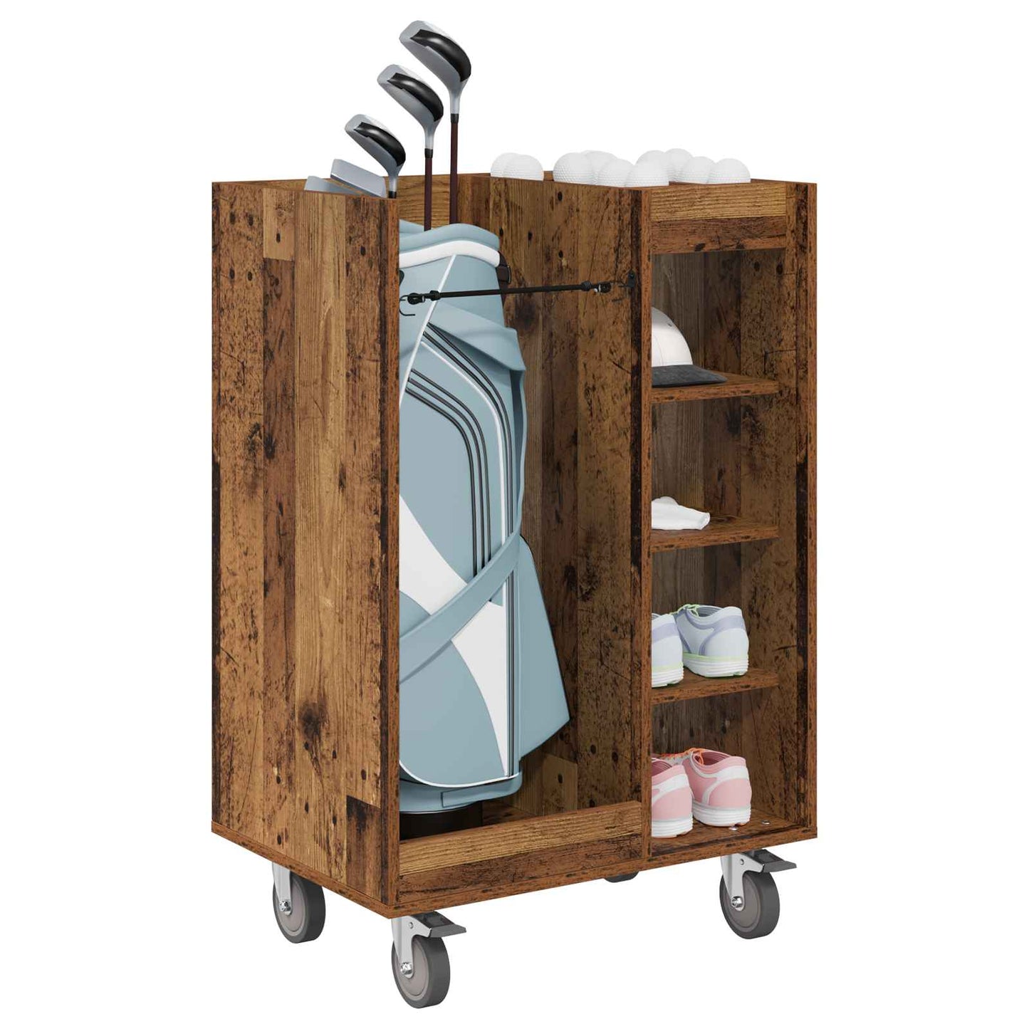 Golf Schrank Mit Rad Uni Altholz 65 x 45 x 98 cm