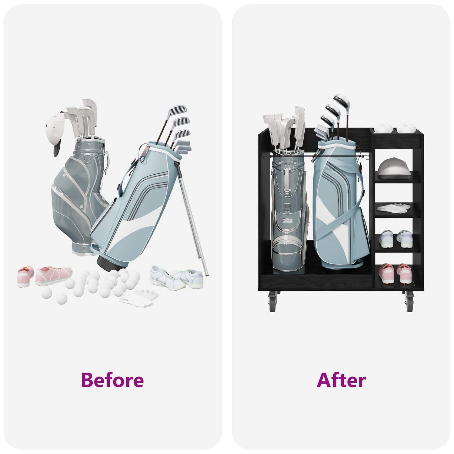 Golf Schrank Mit Rad Uni Schwarz Eichen-Optik 90 x 45 x 98 cm