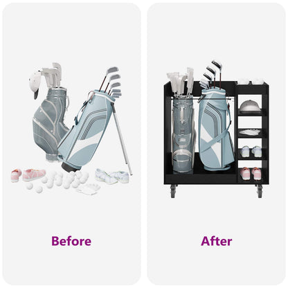 Golf Schrank Mit Rad Uni Schwarz Eichen-Optik 90 x 45 x 98 cm