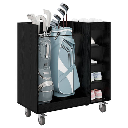 Golf Schrank Mit Rad Uni Schwarz Eichen-Optik 90 x 45 x 98 cm