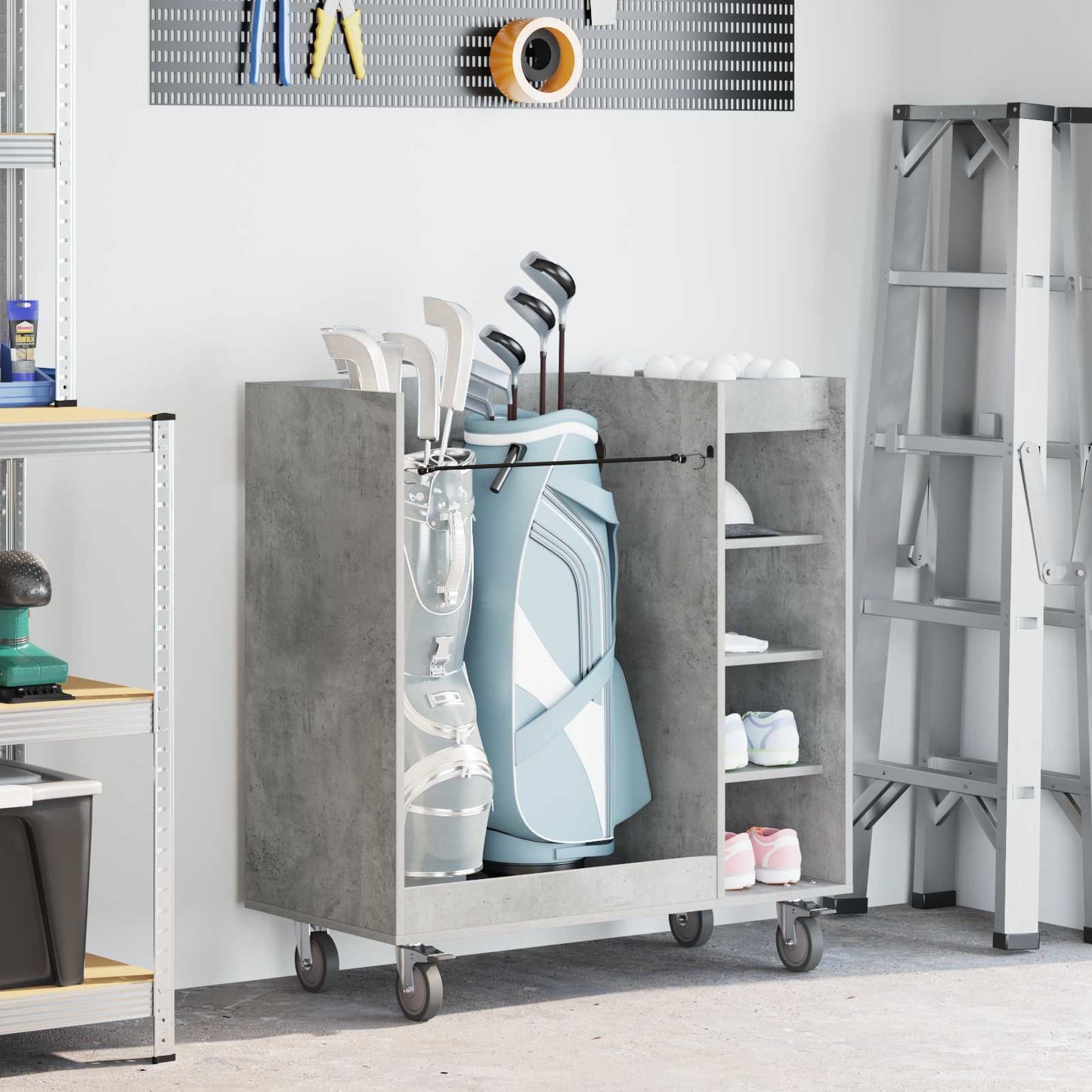 Golf Schrank Mit Rad Uni Beton Grau 90 x 45 x 98 cm