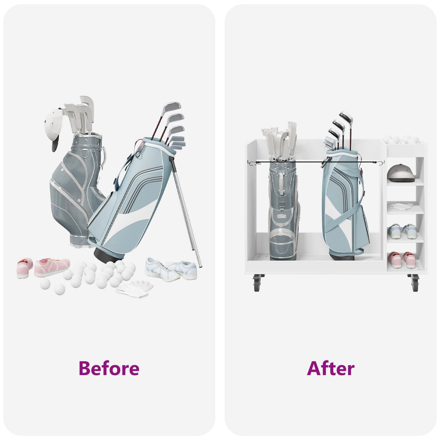 Golf Schrank Mit Rad Uni Weiß 120 x 45 x 98 cm