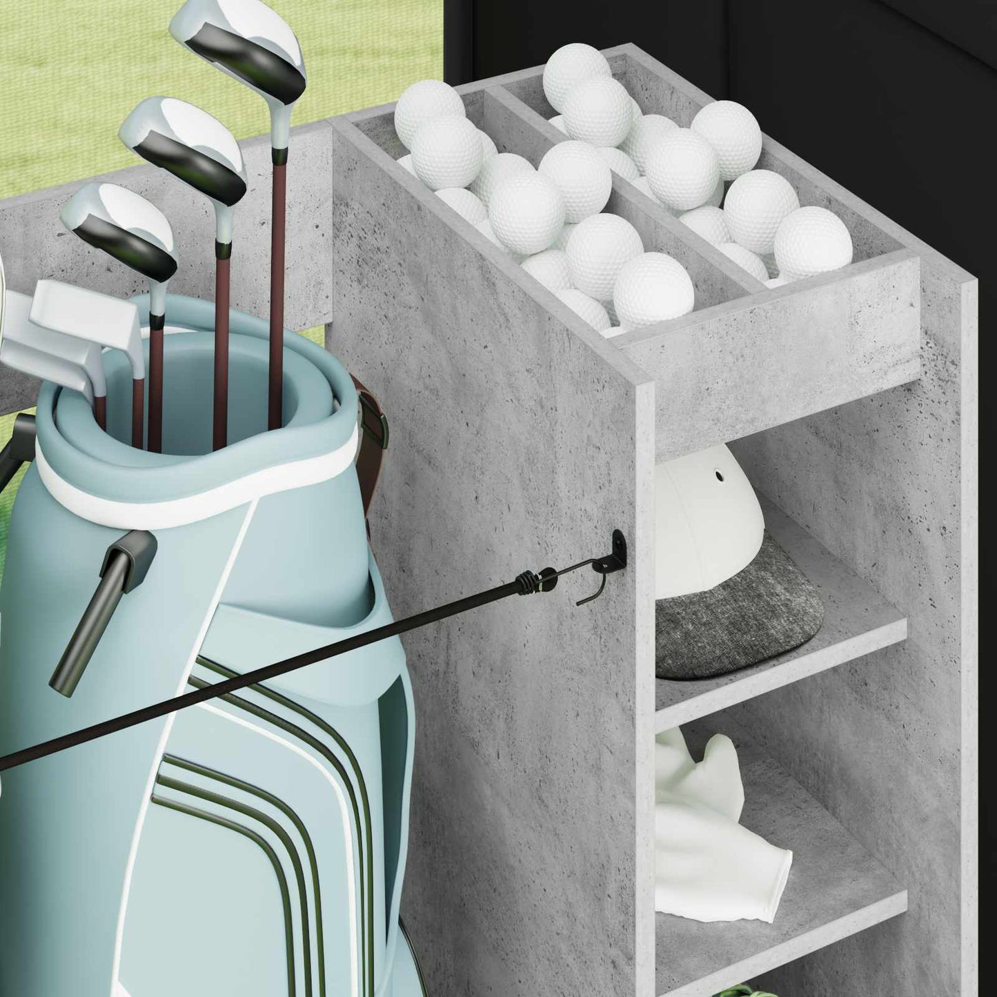 Golf Schrank Mit Rad Uni Beton Grau 120 x 45 x 98 cm