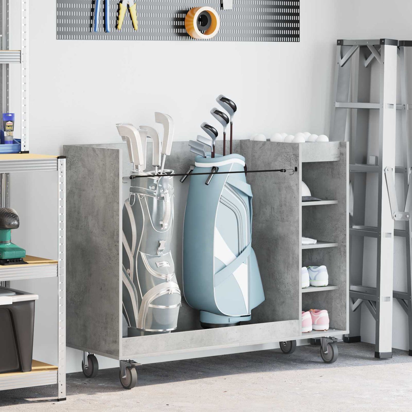 Golf Schrank Mit Rad Uni Beton Grau 120 x 45 x 98 cm