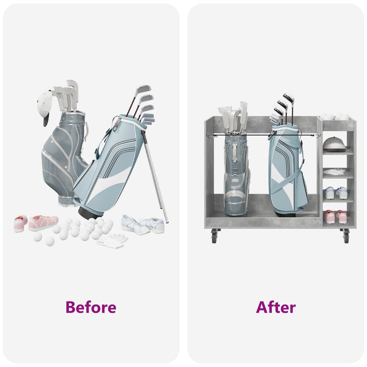 Golf Schrank Mit Rad Uni Beton Grau 120 x 45 x 98 cm