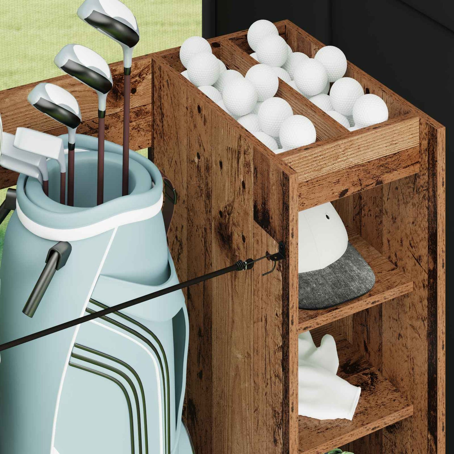 Golf Schrank Mit Rad Uni Altholz 120 x 45 x 98 cm