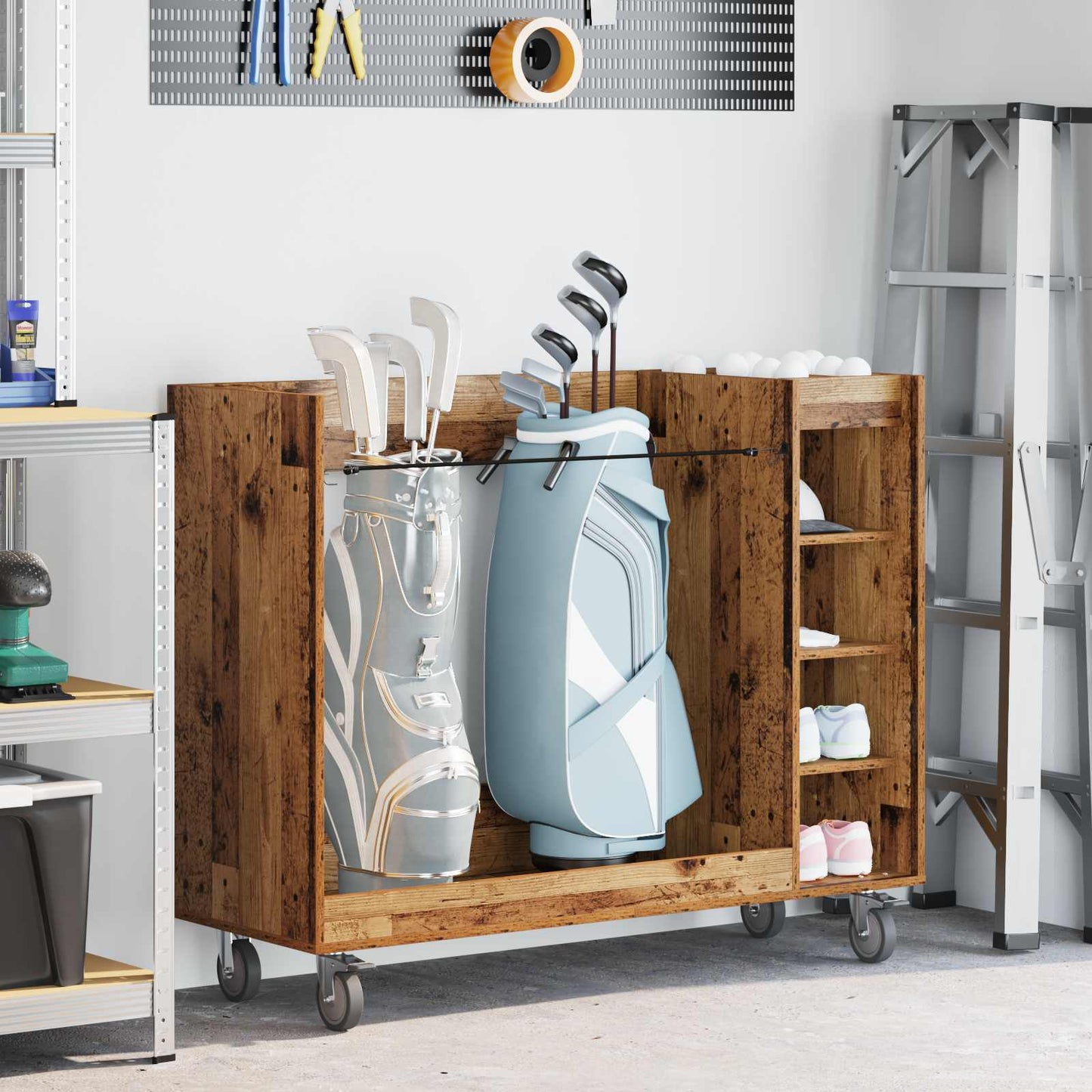 Golf Schrank Mit Rad Uni Altholz 120 x 45 x 98 cm