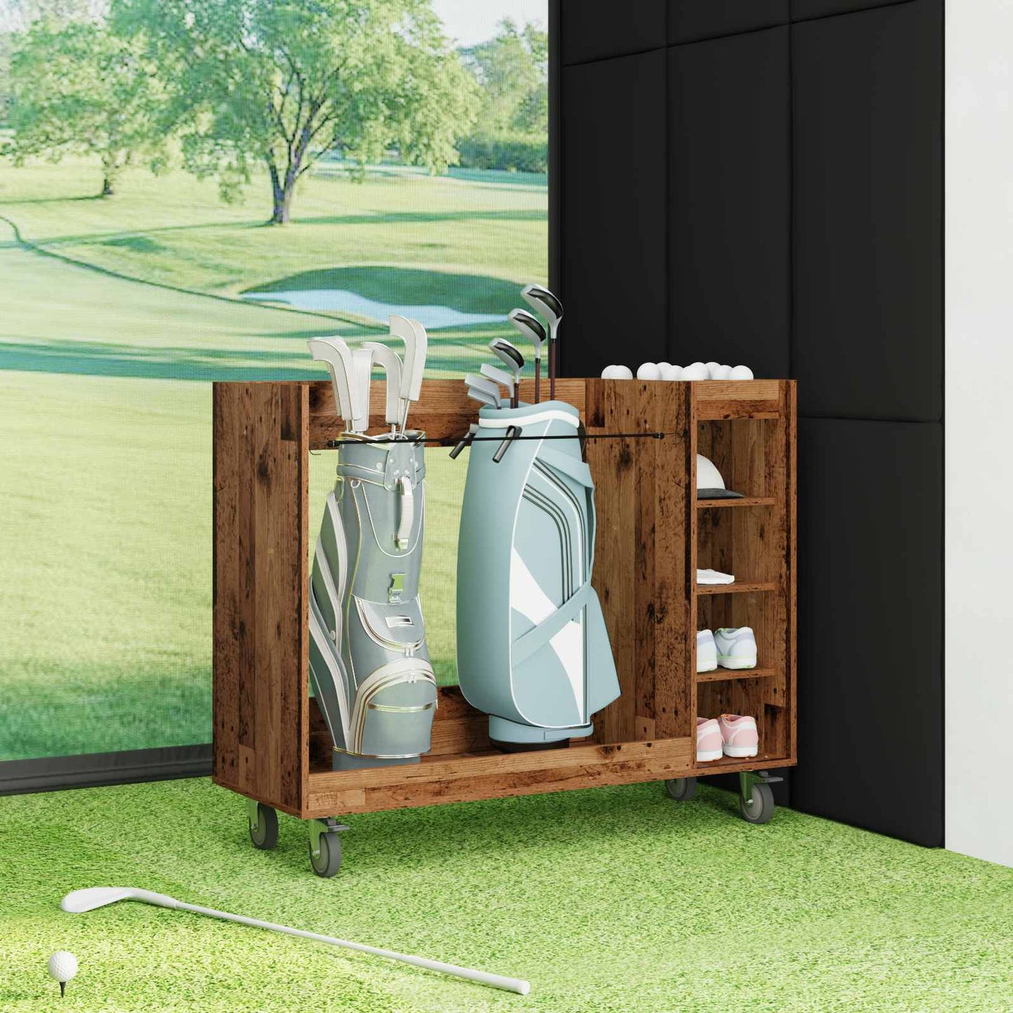 Golf Schrank Mit Rad Uni Altholz 120 x 45 x 98 cm