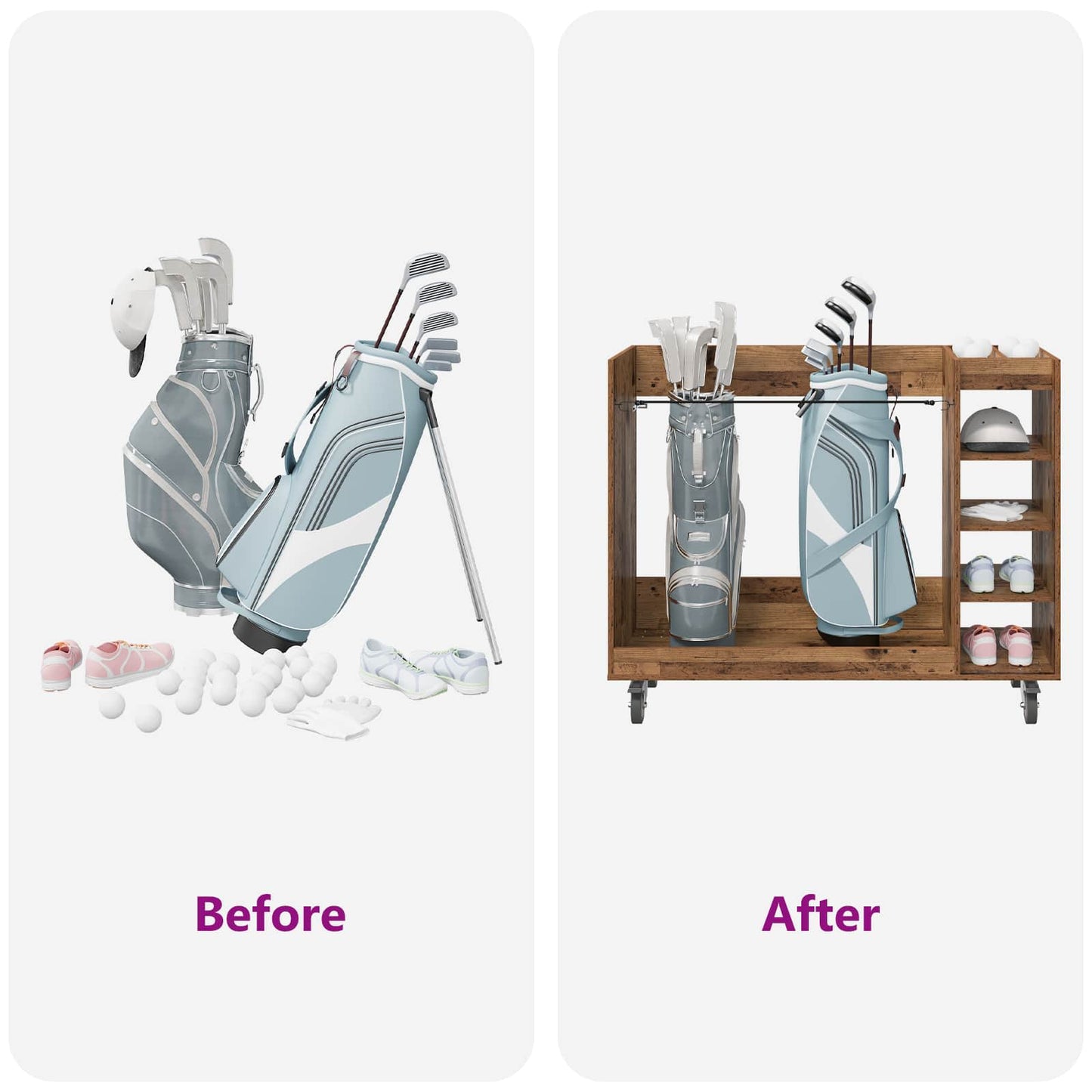 Golf Schrank Mit Rad Uni Altholz 120 x 45 x 98 cm